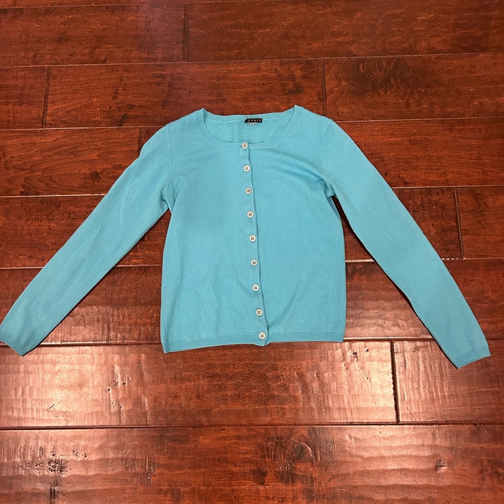 Theory Bright Blue Button-Up Cardigan